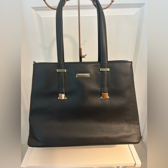 Tahari Black Metropolis Tote Handbag Purse Briefcase Professional 15x6x11. EUC - Picture 1 of 9